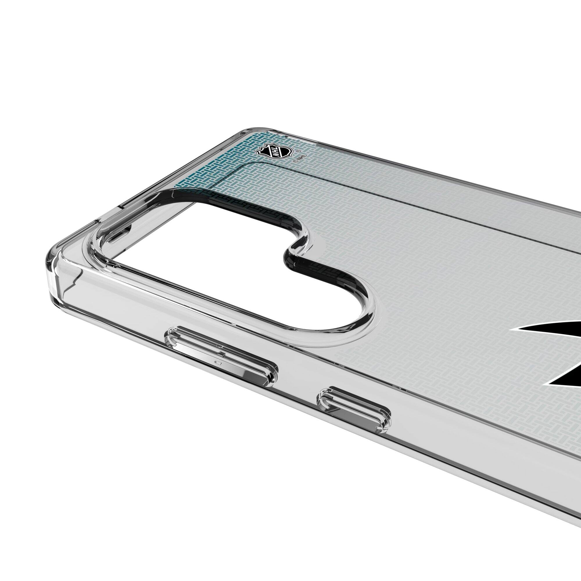 Alt View 2. Keyscaper - San Jose Sharks Linen Logo Galaxy Clear Case - S25 Plus - Multicolor.