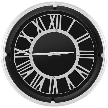 Front. Costway - Costway 13.5 Inch Silent Wall Clock with Silver Frame Silver Roman Number Glass Cover - Silver.