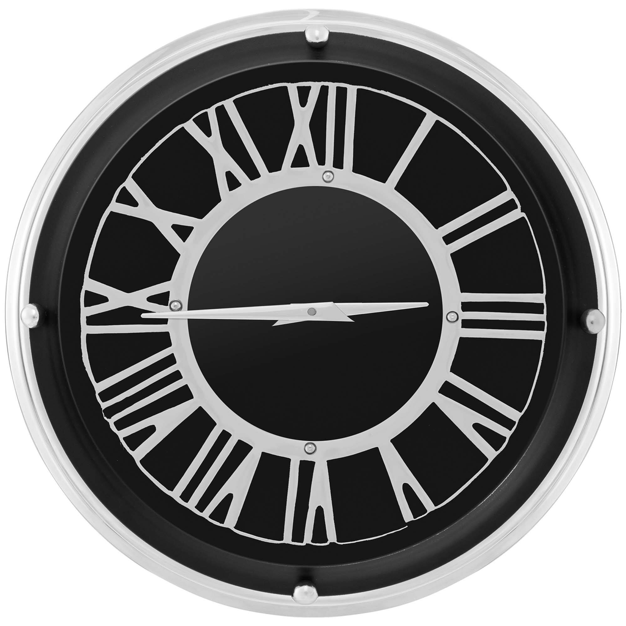 Front. Costway - Costway 13.5 Inch Silent Wall Clock with Silver Frame Silver Roman Number Glass Cover - Silver.