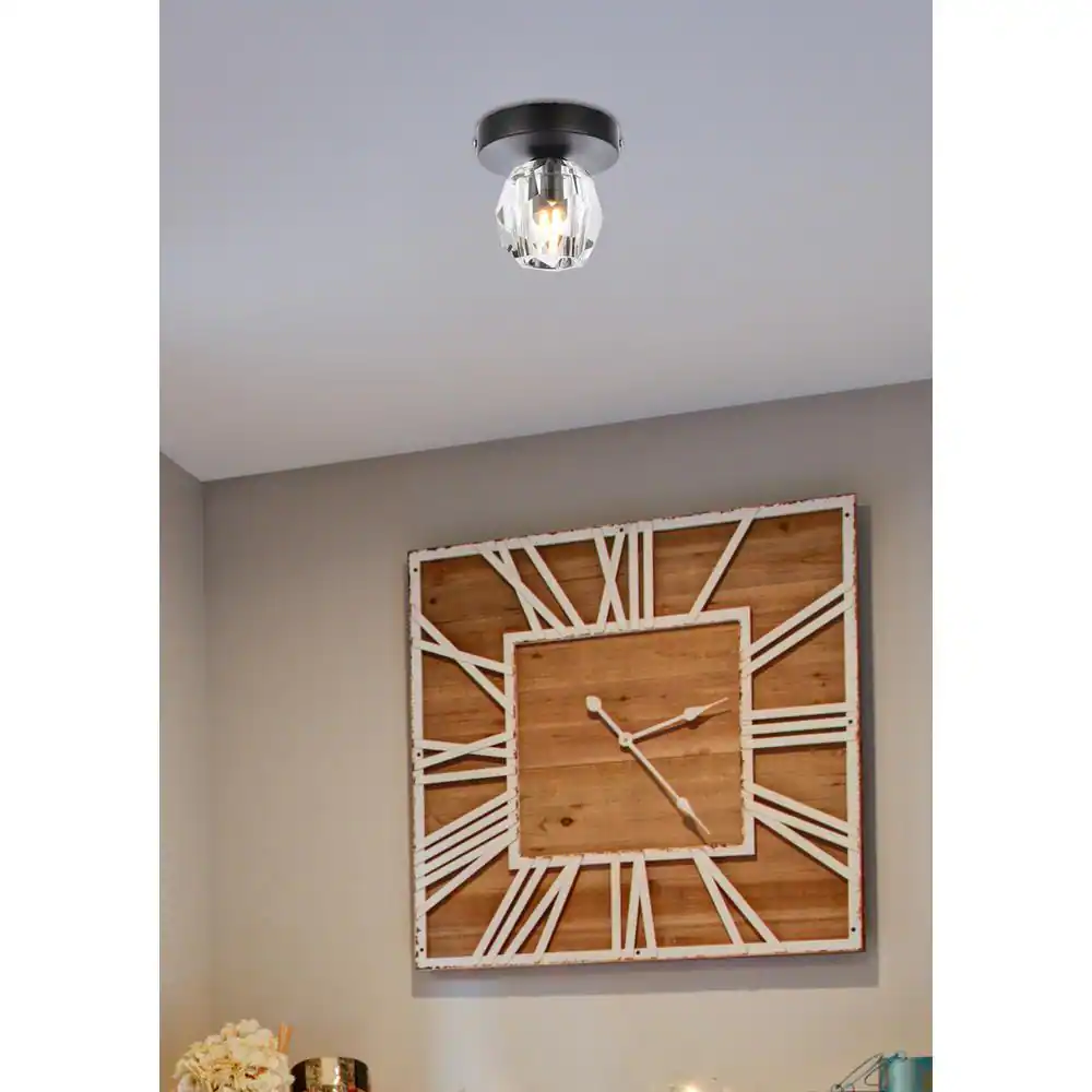 Left. Elegant Lighting - Eren 1 light black flush mount - Black.