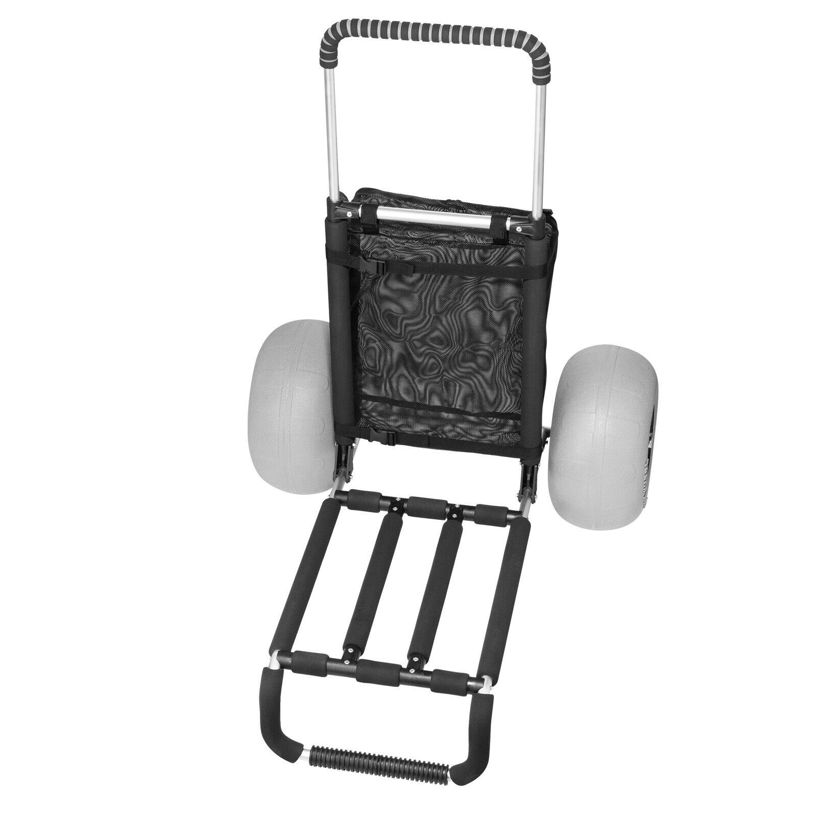 Alt View 1. LOVMOR - Beach Dolly for Sand with 12 in. Balloon Wheels, Folding Cart, 165-Lb Capacity, Adjustable Handle - Natural.