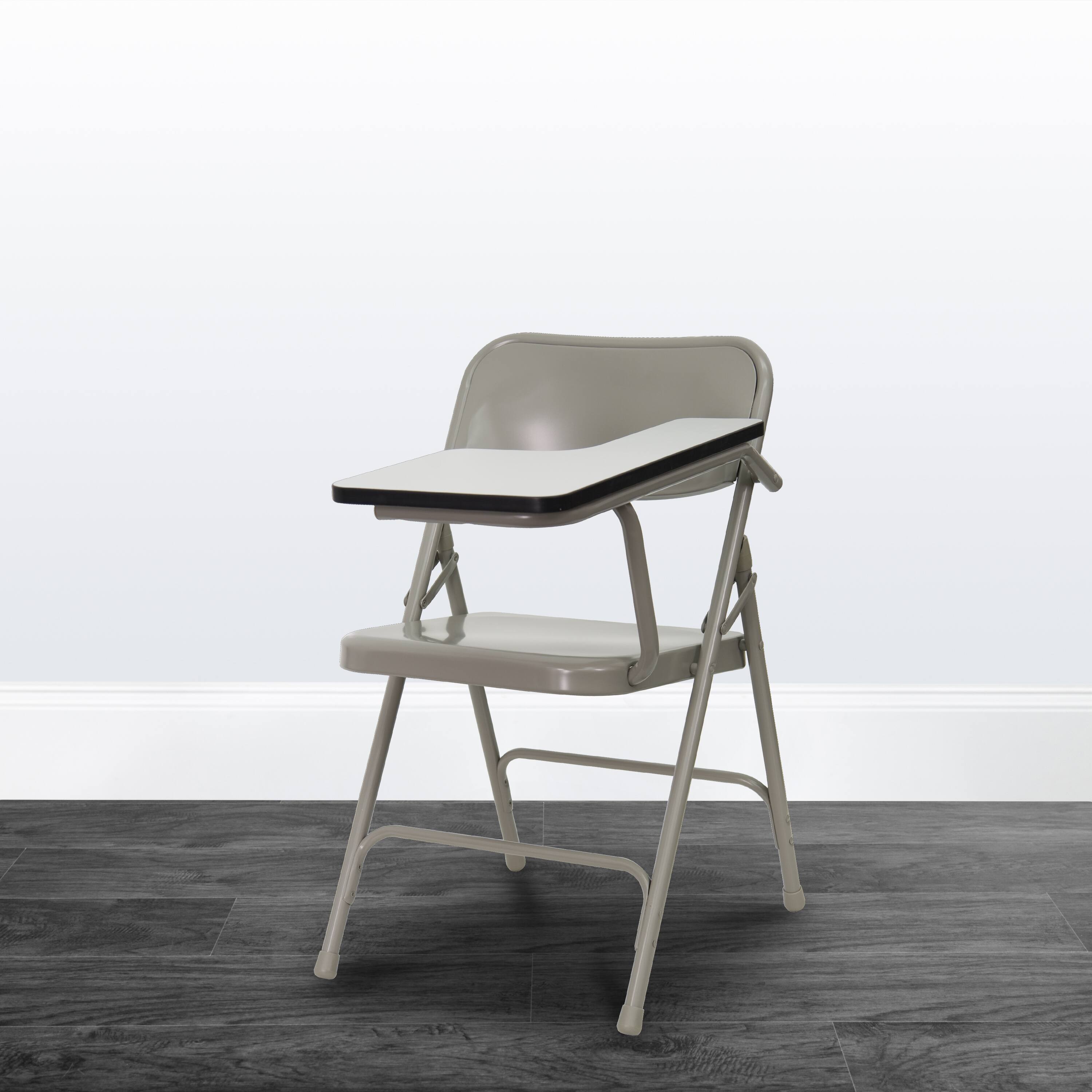 Alt View 2. Emma + Oliver - 2 Pack Premium Steel Folding Chair with Left Handed Tablet Arm - Beige.