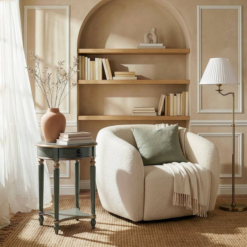 Alt View 6. Butler Specialty - Jules 17.5 in. W Round Wood 1 Drawer End Table - Pastel Green.