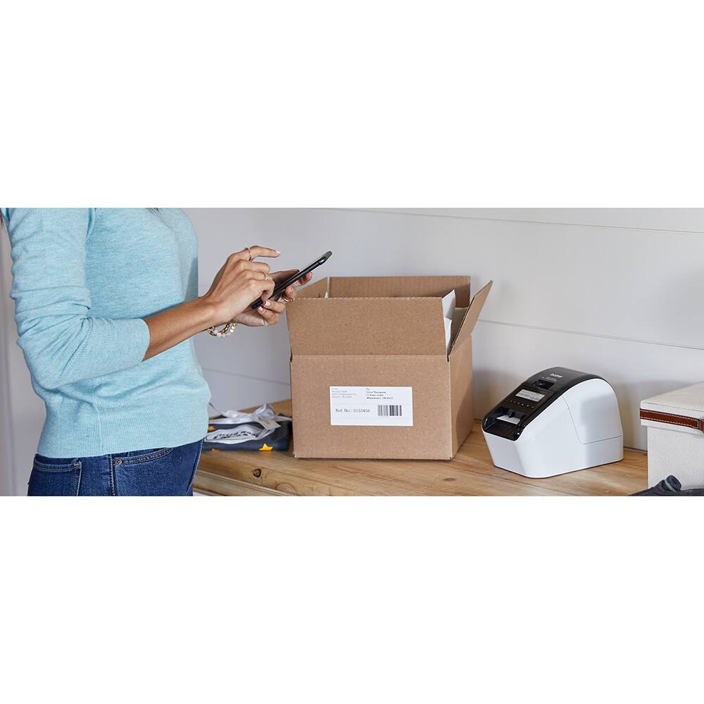 Alt View 8. Brother - QL-820NWB Professional Thermal Label Printer with Multiple Connectivity Options + 300 White Paper Labels DK1202 Bundle - White/Black.