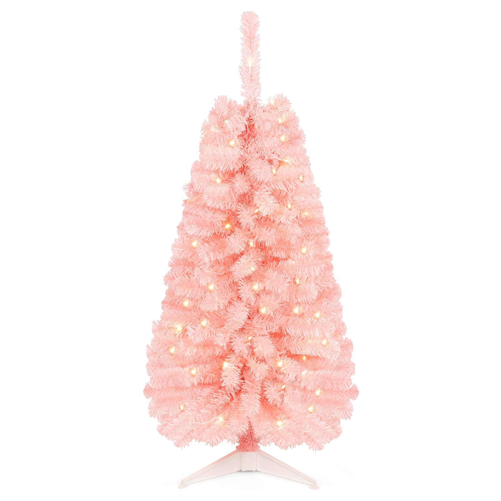 Alt View 1. Costway - Costway 4 ft Pre-Lit Christmas Tree with 110 Branch Tips, 50 White LED Lights & Auto Timer - Pink.