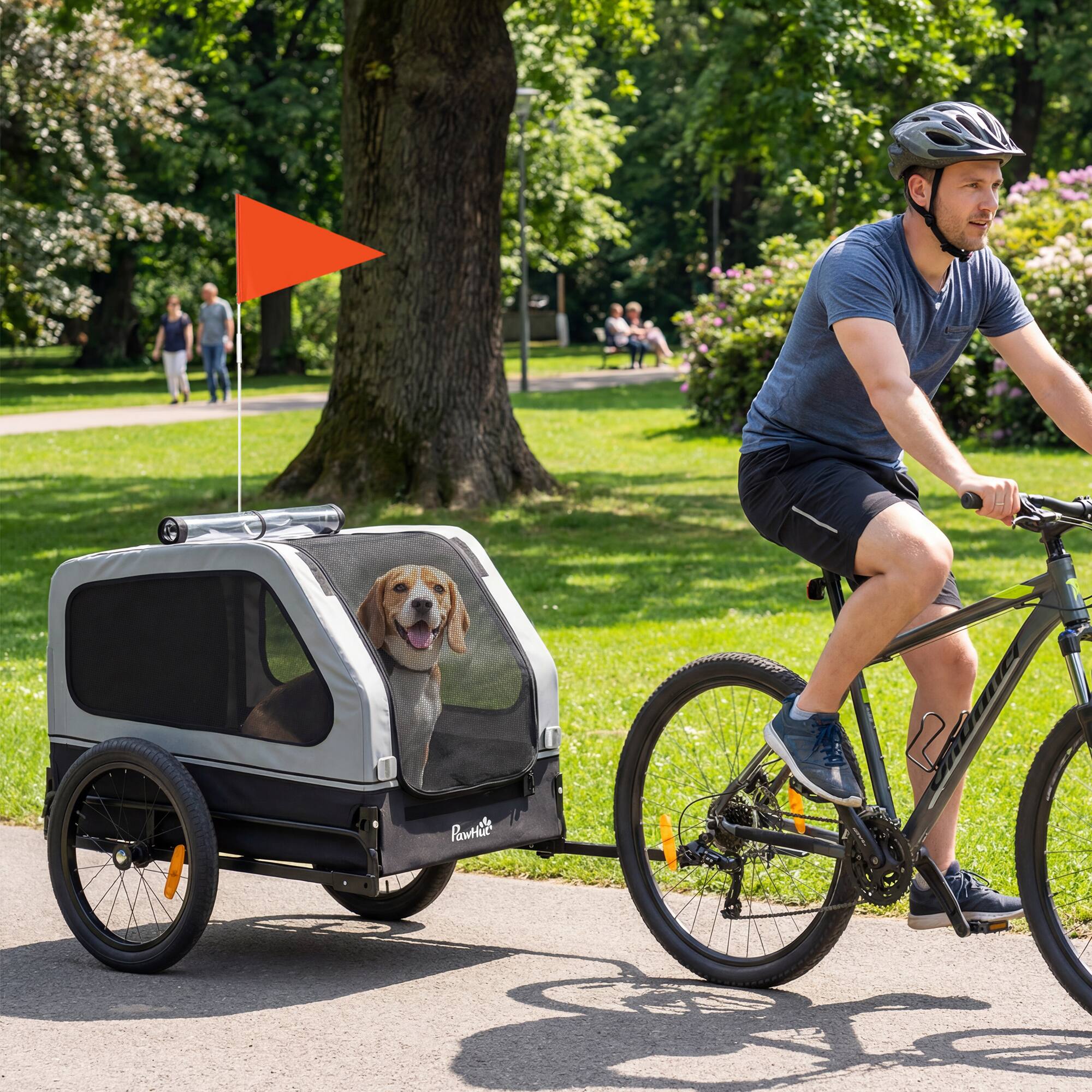Alt View 1. Pawhut - Bike Trailer for Small & Medium Dogs, Universal Bicycle Coupler - Gray.