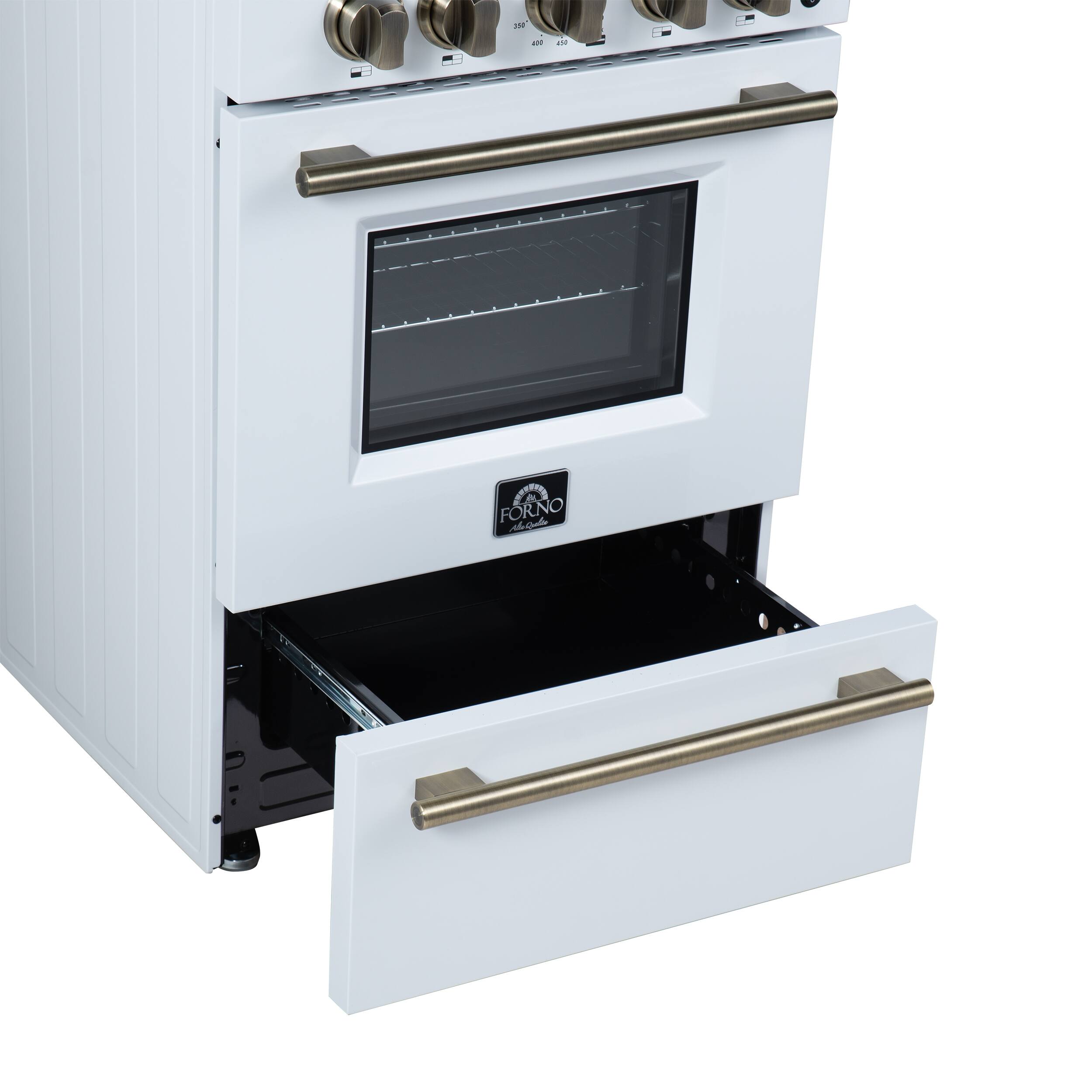 Alt View 15. Forno Appliances - Breno 2.3 Cu. Ft. Freestanding Gas Range with Antique Brass Accents - White.