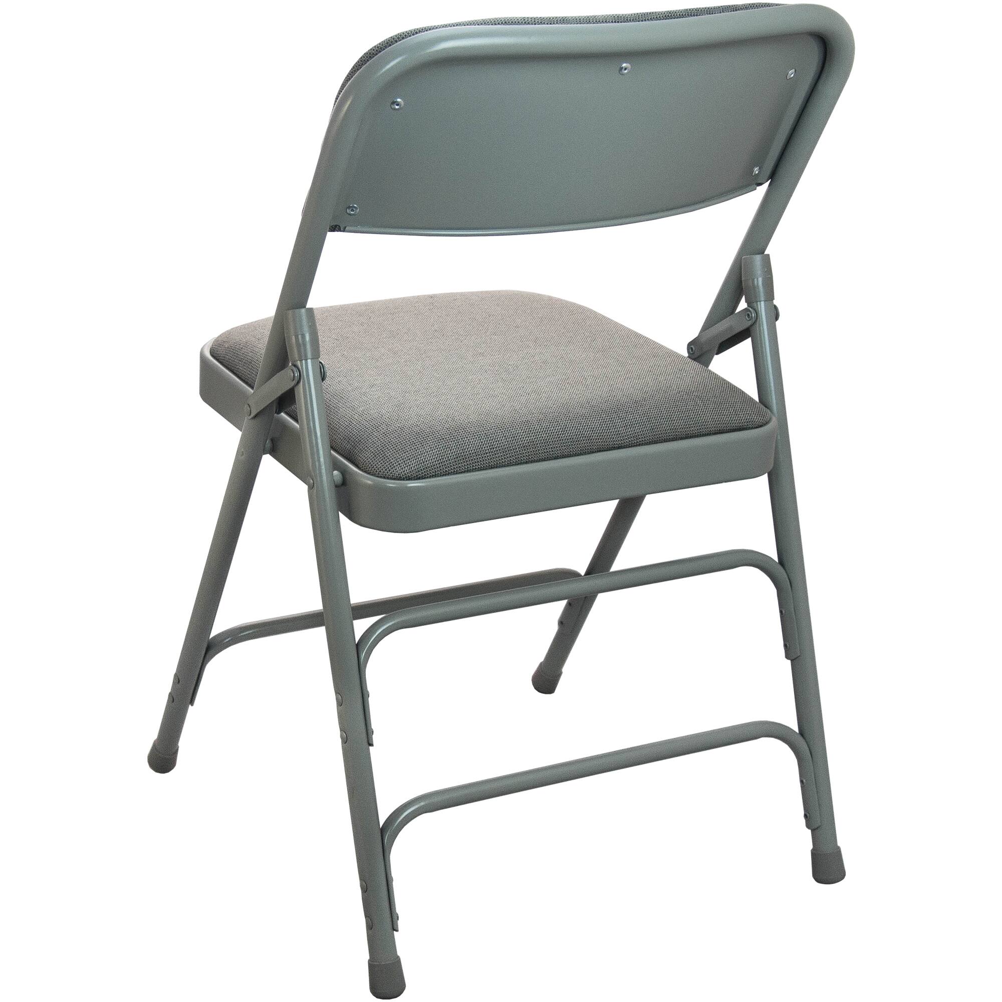 Alt View 1. Emma + Oliver - 2-pack Advantage Padded Metal Folding Chair - Fabric Seat - Grey Fabric/Grey Frame.