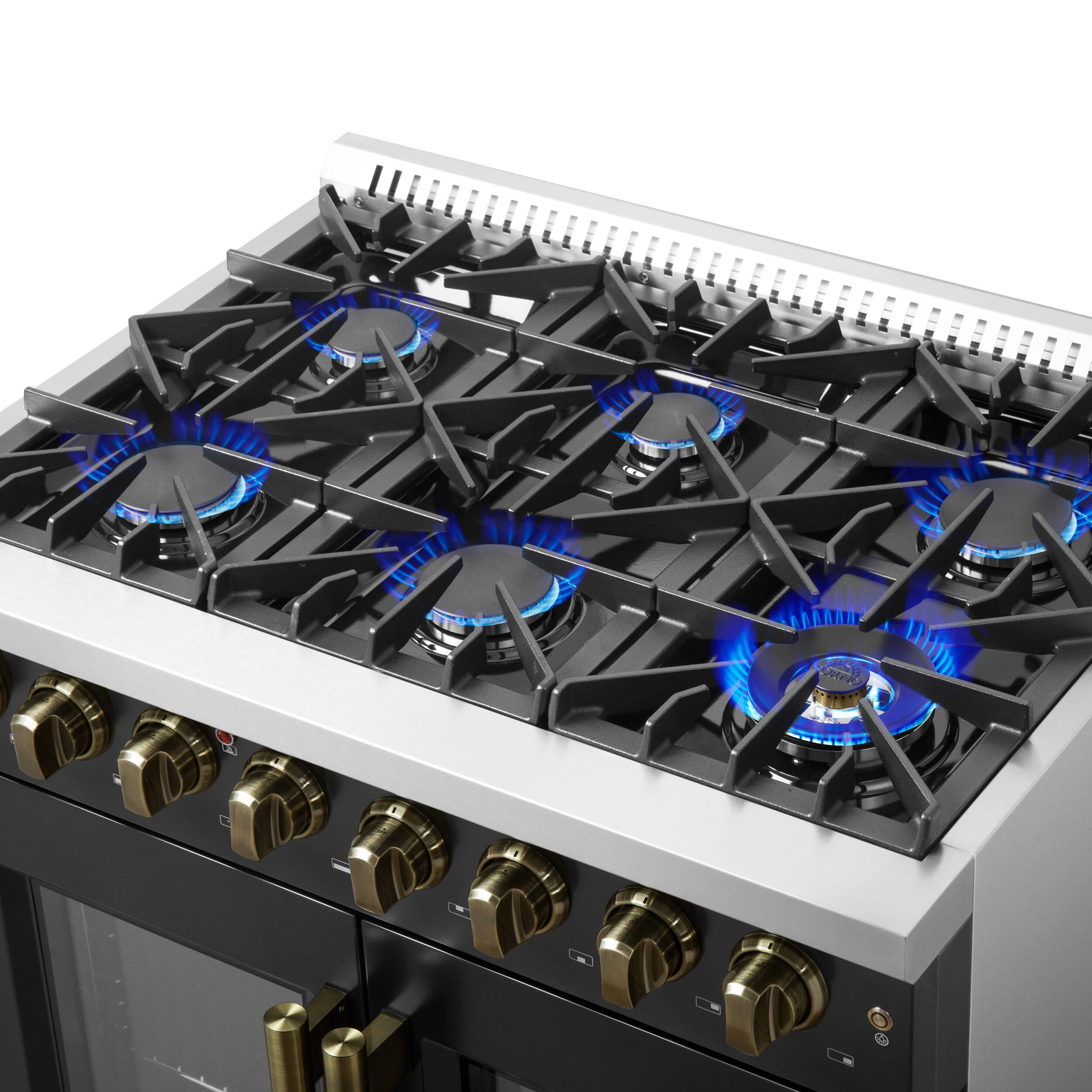 Alt View 5. Forno Appliances - Galiano 5.36 Cu. Ft. Freestanding Dual Fuel True Convection Range - Black.