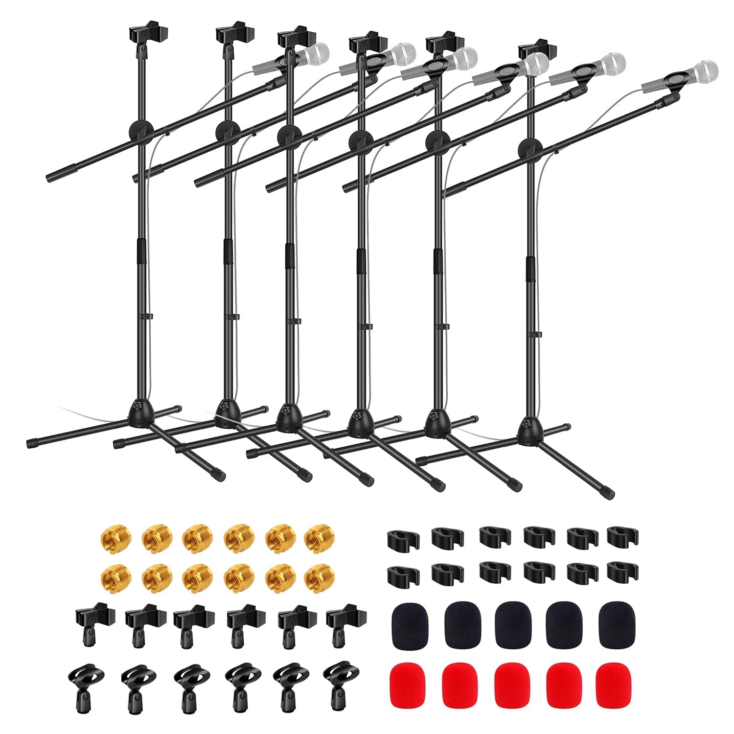 5 CORE - 5Core Tripod Mic Stand Adjustable Holder Floor Microphone Boom Arm-MS DBL 6PCS