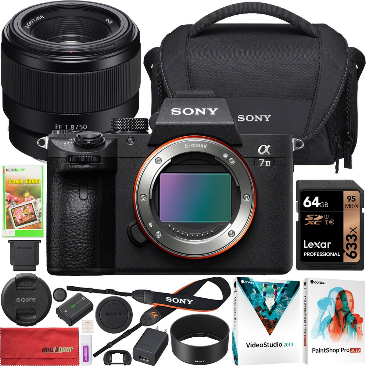 - 04Sm/1.48h 4Bh 045m/49 a FE 1.8/50 SONY deconnr E-mount
- 7m Screen GUARD
- 3.5 3 95 64GB GB MB/s U
- I@ X Lexar PROFESSIONAL 633x
- SONY doc docegoar
- SONY SONY COREL VideoStudio | VideoStudio 2019
- COOEL PAEShAR : OO PaintShop Pro 2019

- FE 1.8/50
- E-mount
- α 7 III
- 64 GB 95 MB/s U3
- 633x
- Lexar PROFESSIONAL
- VideoStudio 2019
- PaintShop Pro 2019