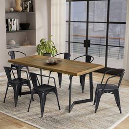 Simpli Home - Larkin / Watkins 7-Piece Dining Set - Distressed Black and Silver