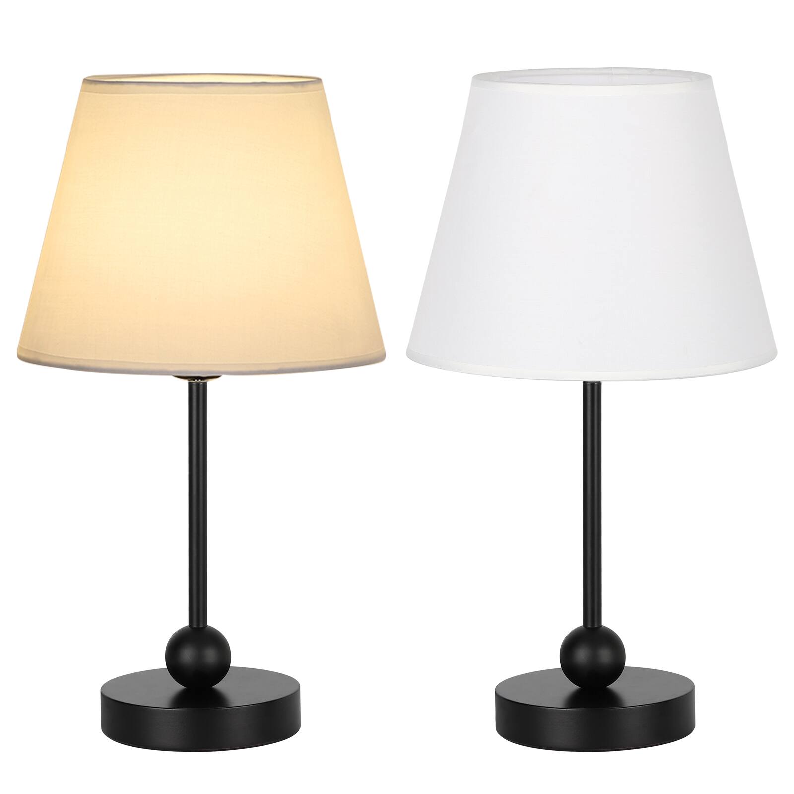 Oumilen 2 Pack Table Lamps – 15.5in Modern Bedside Lamps with Black ...
