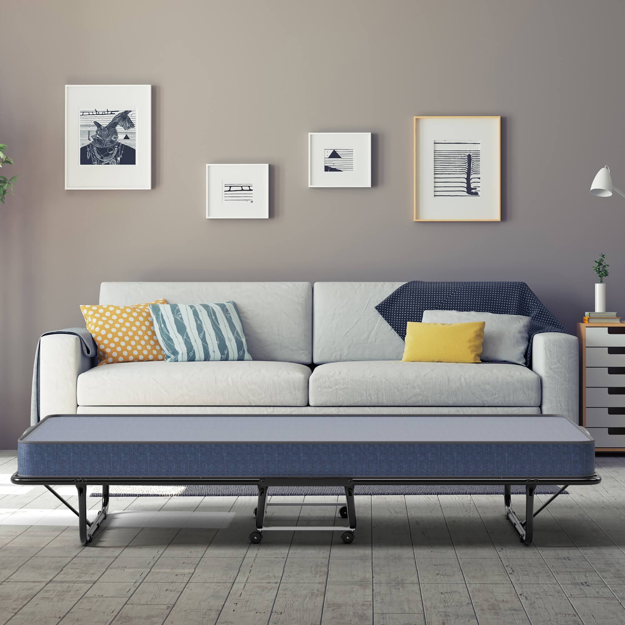 Alt View 3. Gymax - Gymax Folding Bed with Mattress Portable Rollaway Guest Cot Memory Foam Made in Italy Navy - Navy.