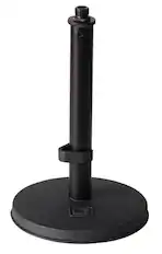 Front. Gator Frameworks - Desktop Microphone Stand with Round Base - Black.