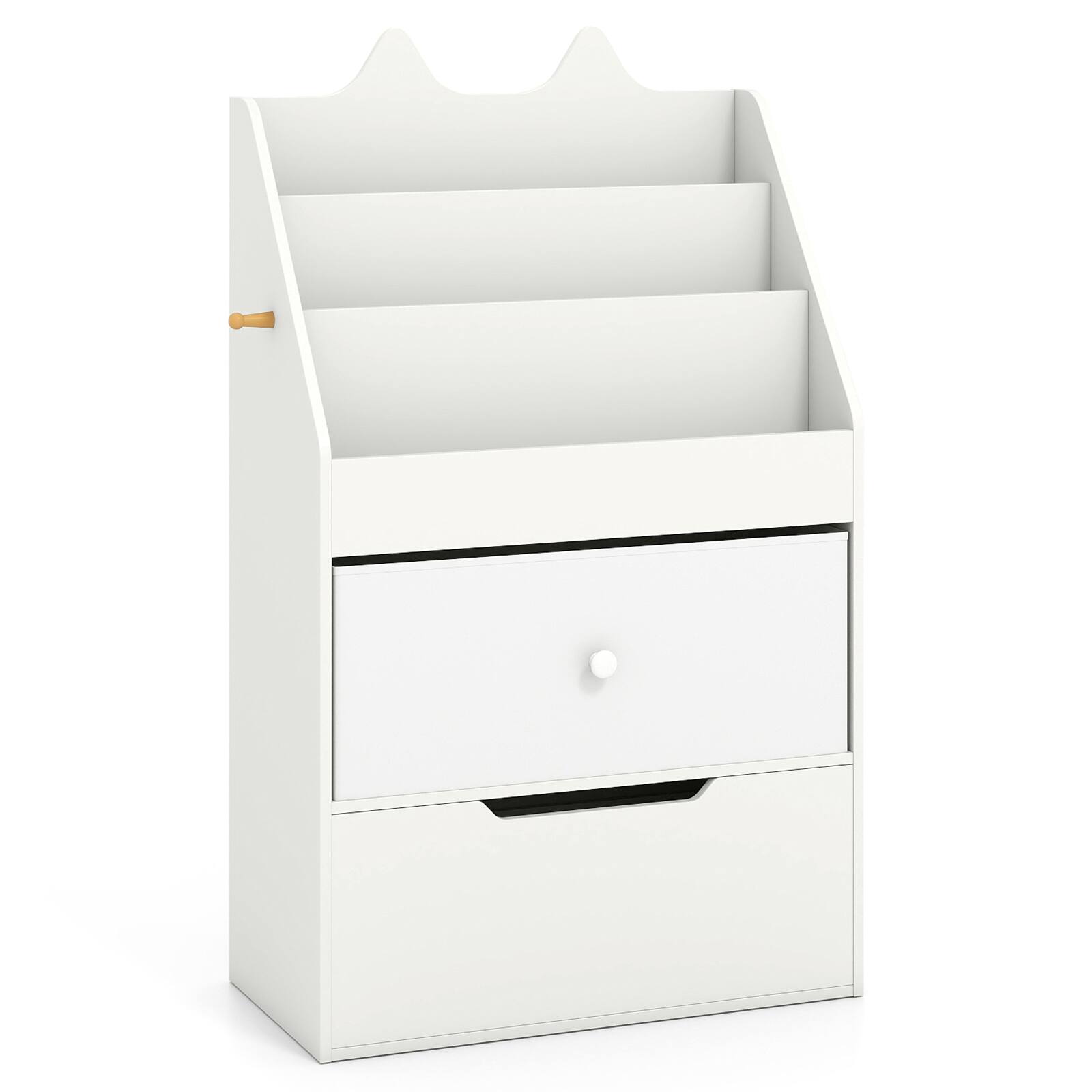 Alt View 9. Costway - Costway Kids Bookshelf & Toy Storage Organizer with Drawers & Hook for Kids Room, Nursery - White.