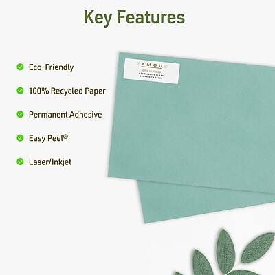 Key Features

- Eco-Friendly
- 100% Recycled Paper
- Permanent Adhesive
- Easy Peel®
- Laser/Inkjet
