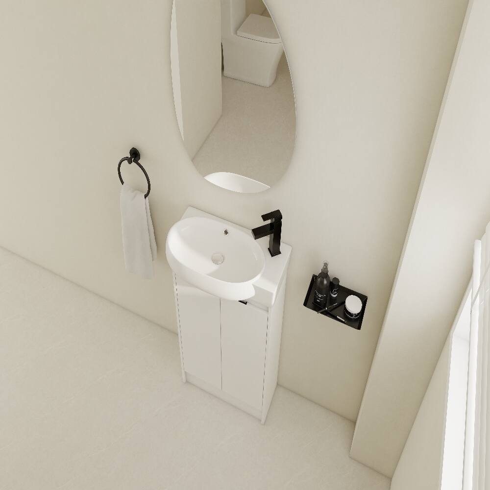Alt View 2. Loheer - Loheer 23 inch Freestanding Bathroom Vanity Glossy White Vanity with Sink Modern Plywood Bathroom Cabinet - Glossy White.
