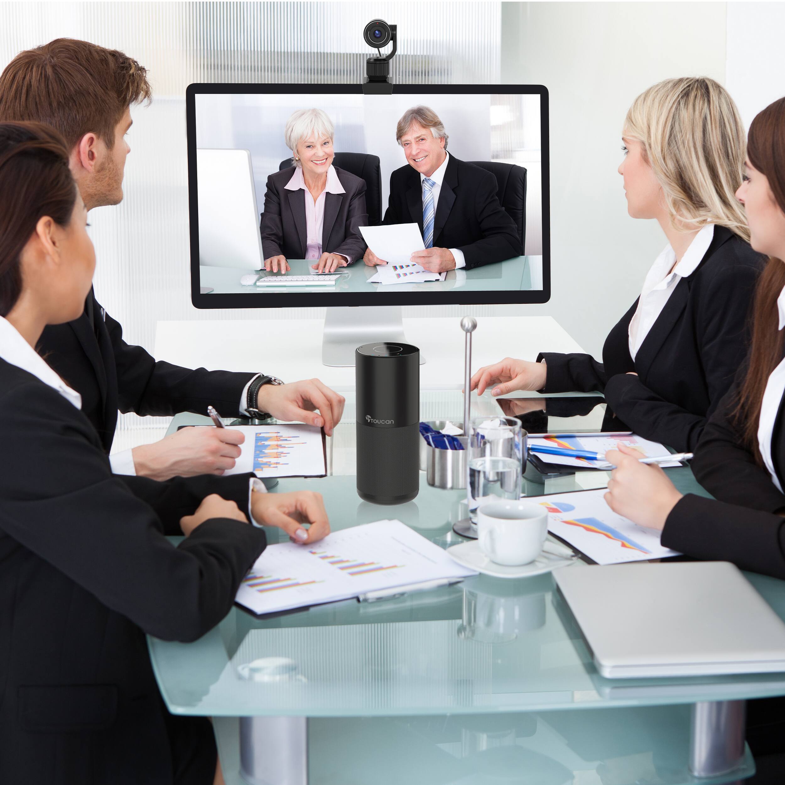 Alt View 9. Toucan - Video Conference System HD - Conference Speaker and 4 Microphones with detachable 1080P HD Camera - Black.