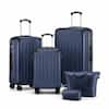 Front. LUGGEX - LUGGEX 5 Piece Hardside Luggage Set with Tote and Toiletry Bag - EX-Lite - Blue.