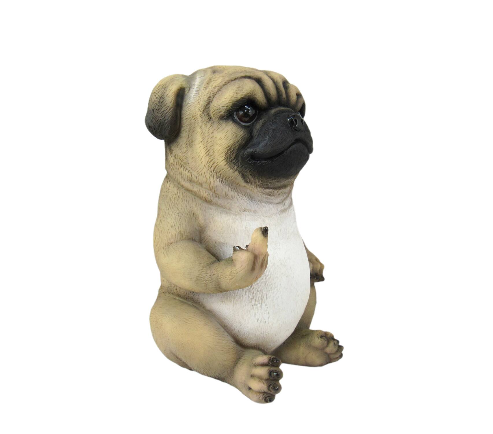 Alt View 1. DWK Corporation - Pug Life Rude Finger Flipping Pug Dog Tabletop Statue 6.75 Inches High - Brown.