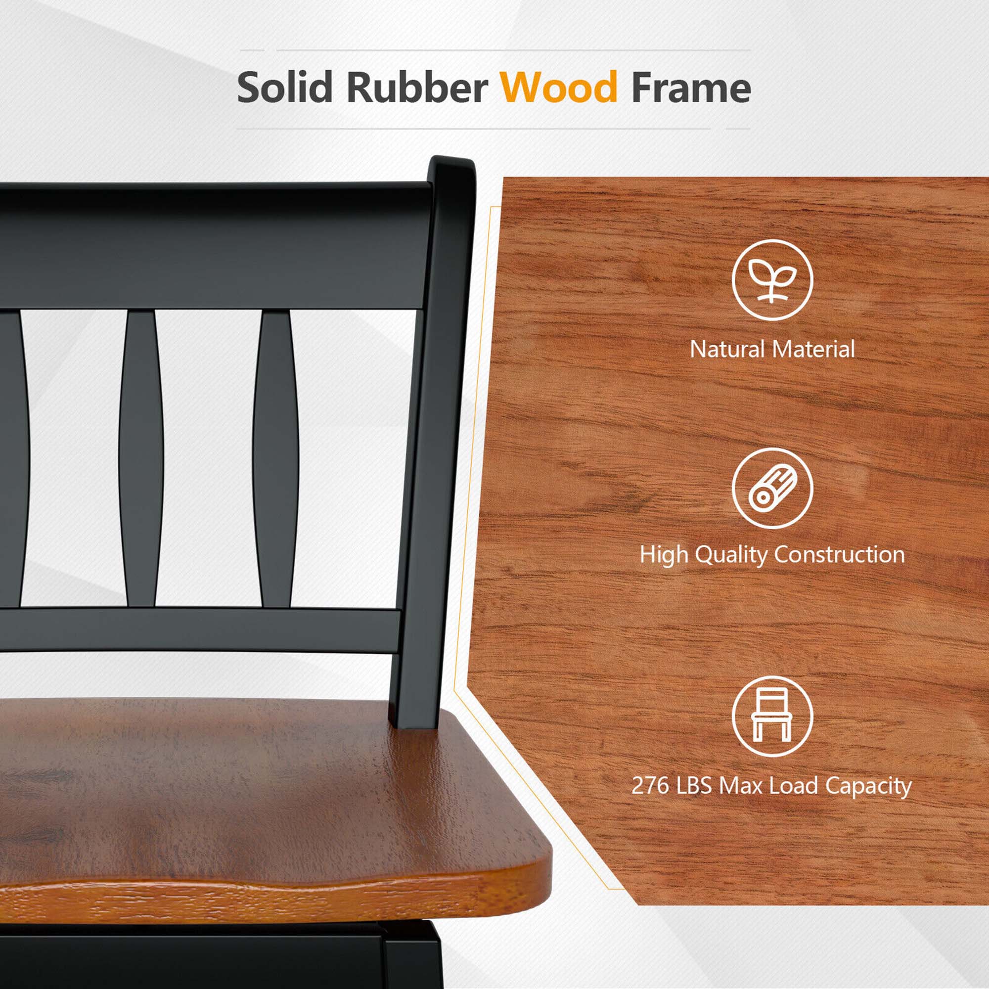 Solid Rubber Wood Frame
Natural Material
High Quality Construction
276 LBS Max Load Capacity