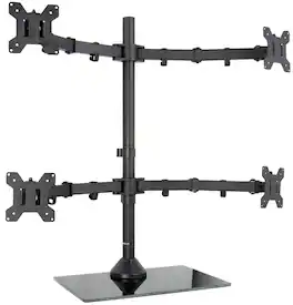 Hanke - Adjustable Quad Monitor Desk Stand Mount Free Standing Heavy Duty Glass Base Holds 4 Screens Up To Stand-v0 - Default