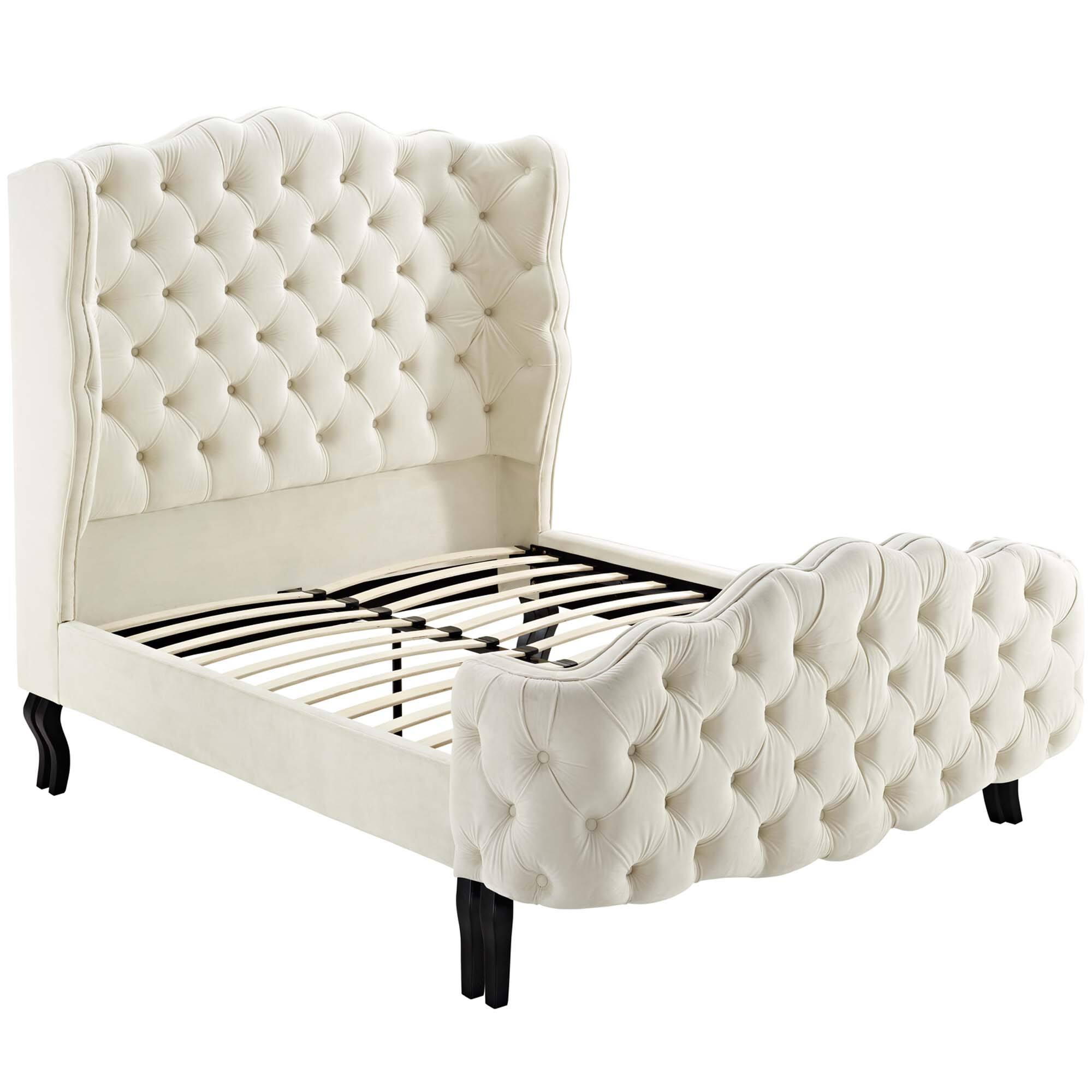 Alt View 2. Modway - Tessie Fabric Full Bed Frame with Squared Tapered Legs - Gray.