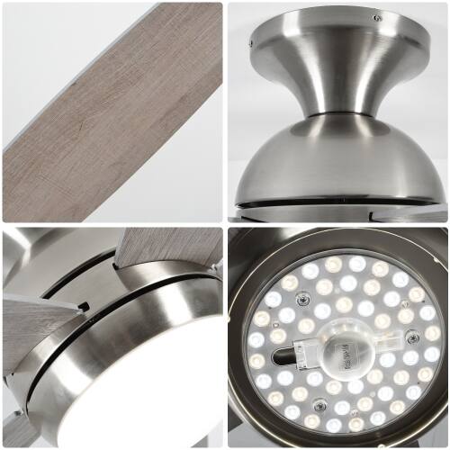 Alt View 1. LUCKY ONE - 52" Ceiling Fan with Light Remote 5 Plywood Blades DC Motor 6-Speed - Nickel.