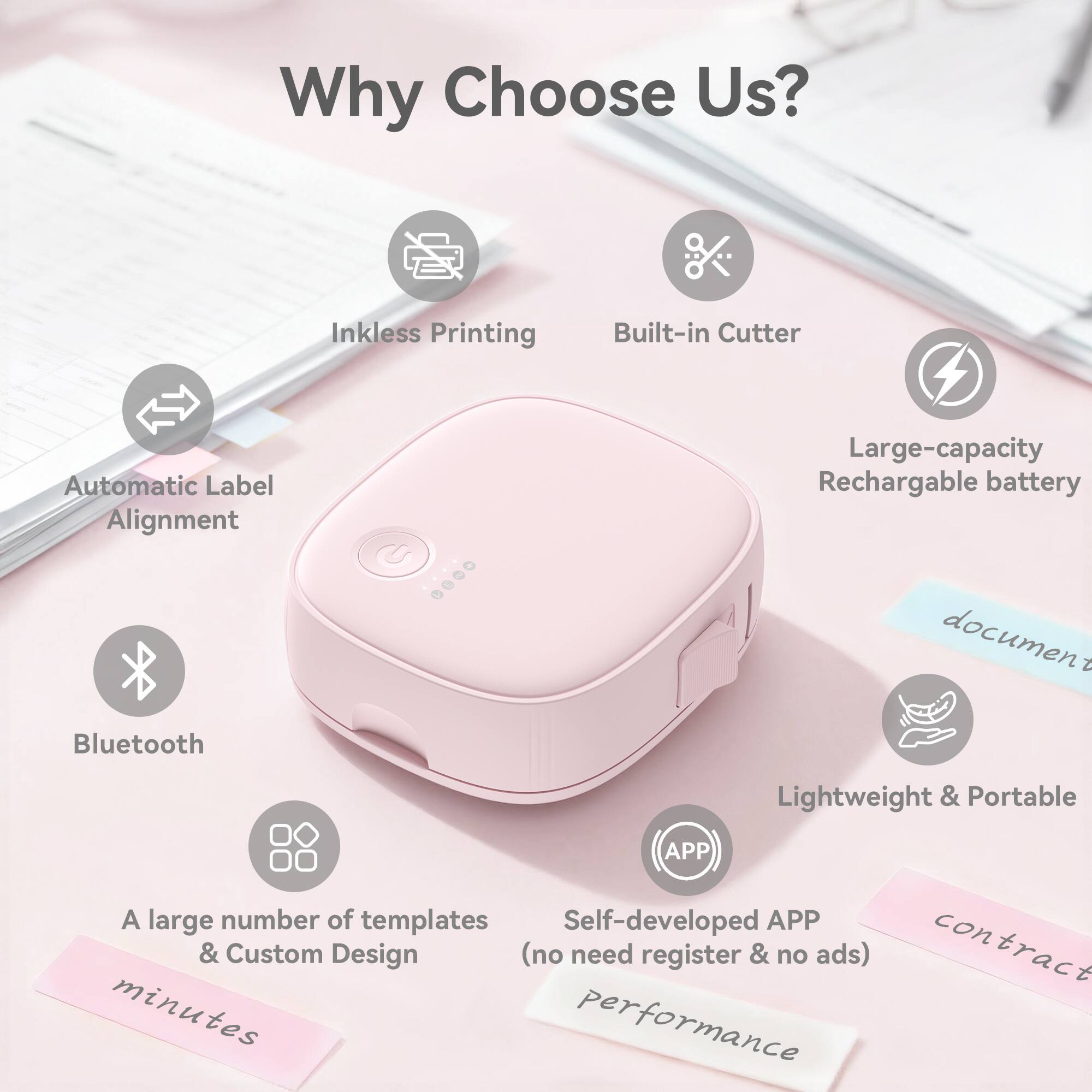 XenGro Portable Bluetooth Mini Label Printer, Wireless Thermal Label ...