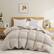 Front. Peace Nest - Peace Nest White Goose Down Feather Fiber Comforter Heavyweight Duvet Insert, Cream, Twin - Cream.