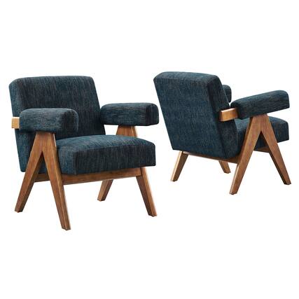 Front. Modway - Lyra Fabric Armchair Set of 2 by Modway - Blue.