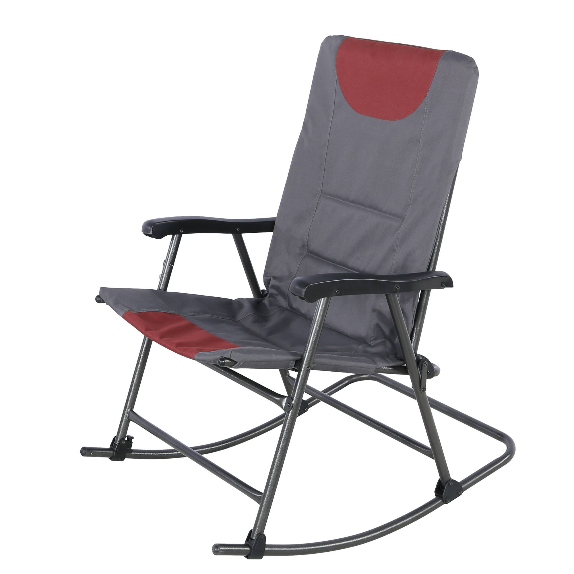 Alt View 4. Ainfox - Outdoor Folding Rocking Chair with Padded & Armrests,Portable Rocker for Patio,Lawn, Beach and RV Travel - Red.