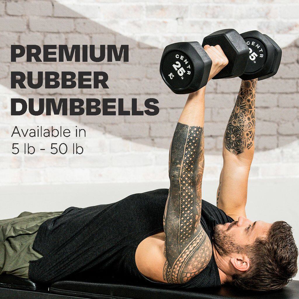 PREMIUM RUBBER DUMBBELLS  
Available in 5 lb - 50 lb