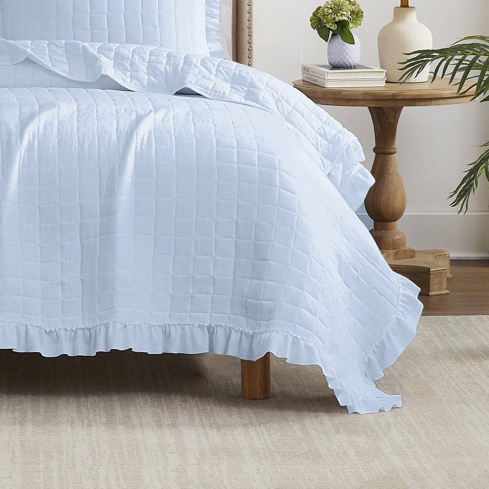 Alt View 2. RT Designers Collection - RT Designers Collection Belina 3 Pieces Washed Stitched Lightweight Quilts Set King Size For Bedding White - White.