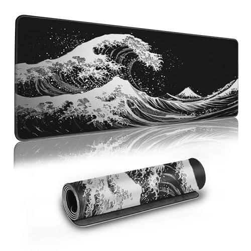 Front. Comfort Essence - Long Gaming Mouse Pad Extended Anime Large Desk With Non-slip Base Full Mat Stitched Edges For And Office - Japanese Waves.