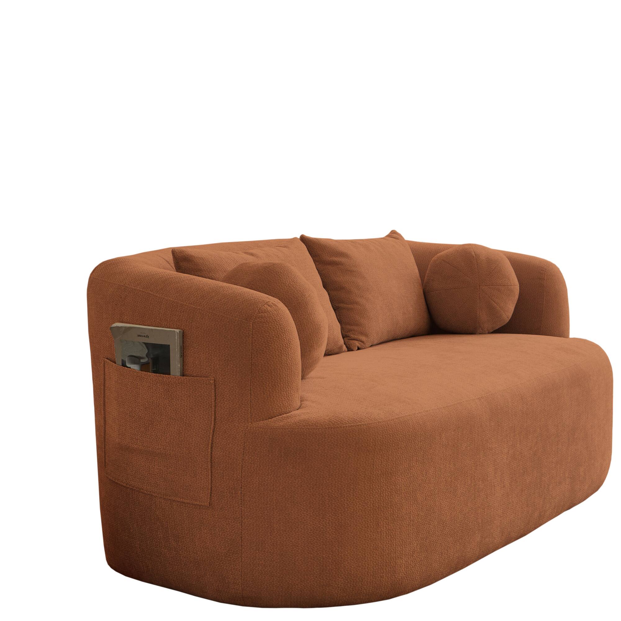Back. GOODSILO - Modern Memory Foam Two-Seater Sofa with Deep Seat and Premium Chenille Fabric, No Assembly Required - Orange.