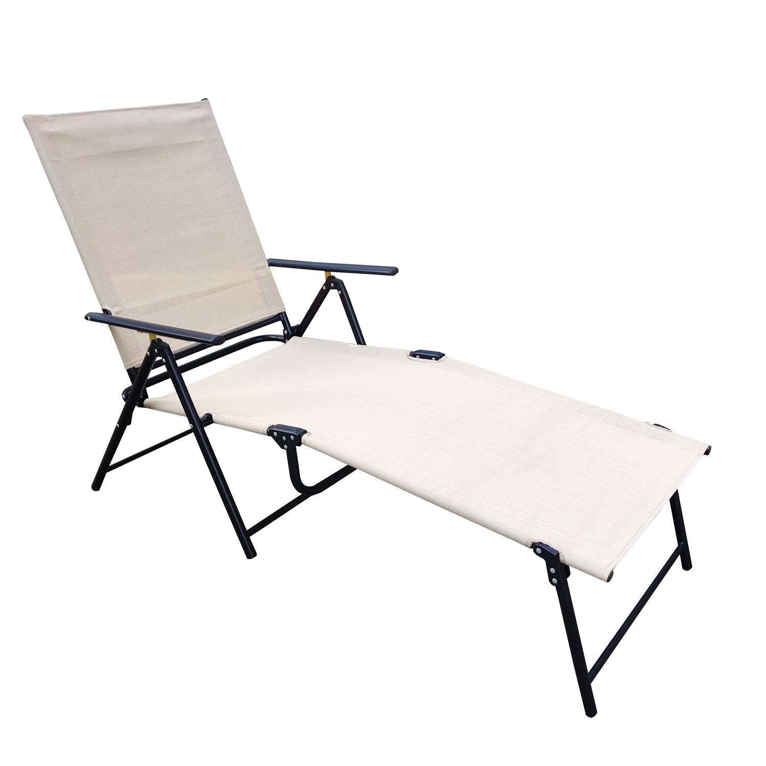 Front. Living Accents - Living Accents Black Steel Frame Sling Lounge Chair - Tan.