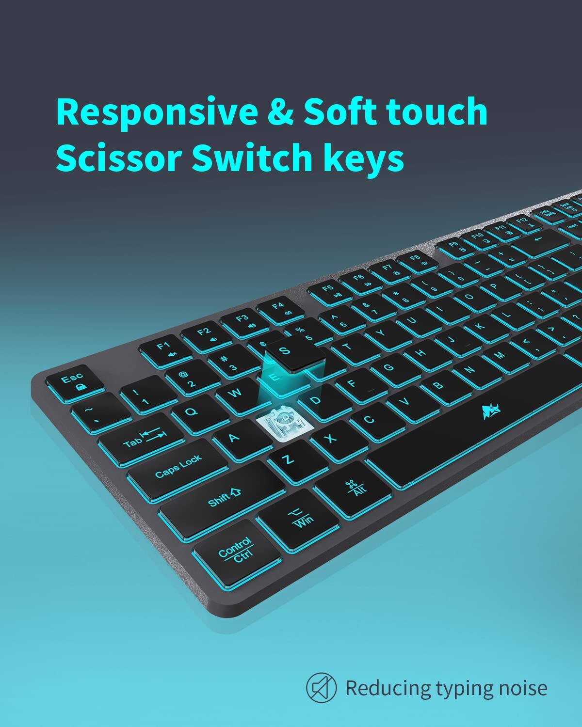 Responsive & Soft touch Scissor Switch keys

Reducing typing noise