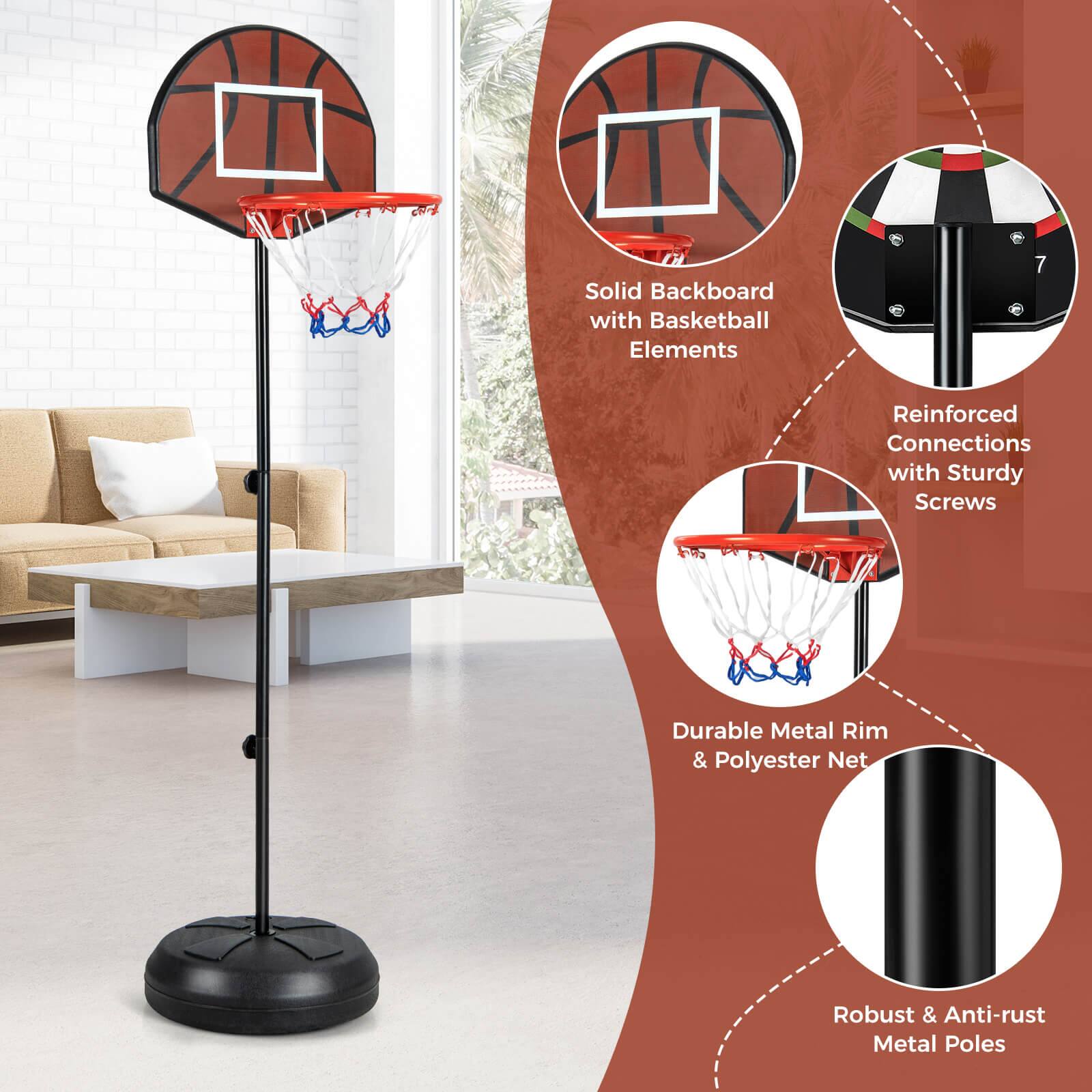 - Solid Backboard with Basketball Elements
- Reinforced Connections with Sturdy Screws
- Durable Metal Rim & Polyester Net
- Robust & Anti-rust Metal Poles