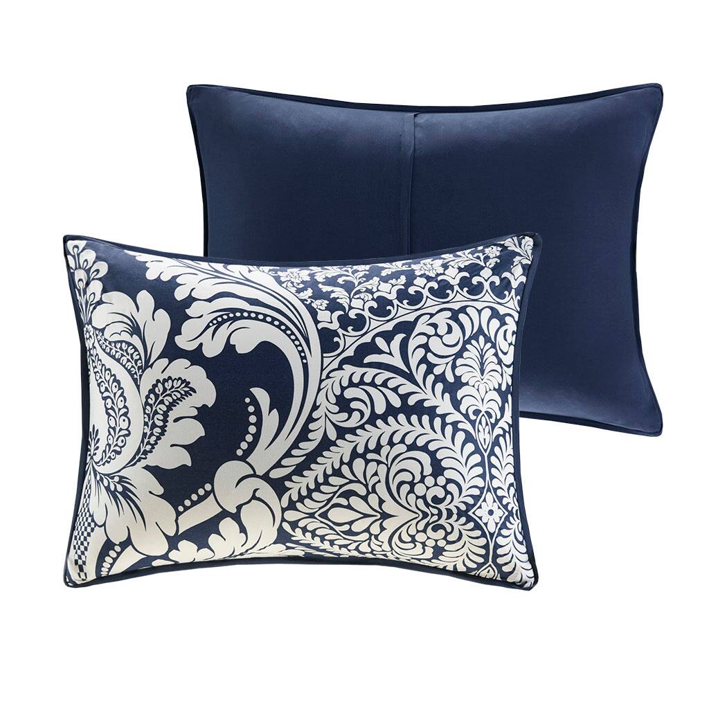 Alt View 3. Gracie Mills - Gracie Mills Muriel Damask Dreams 7-Piece Cotton Printed Comforter Set - Indigo.