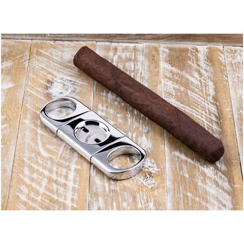 Back. Prestige - Silver Heavy Body Cigar Cutter - Stainless Steel Finish.