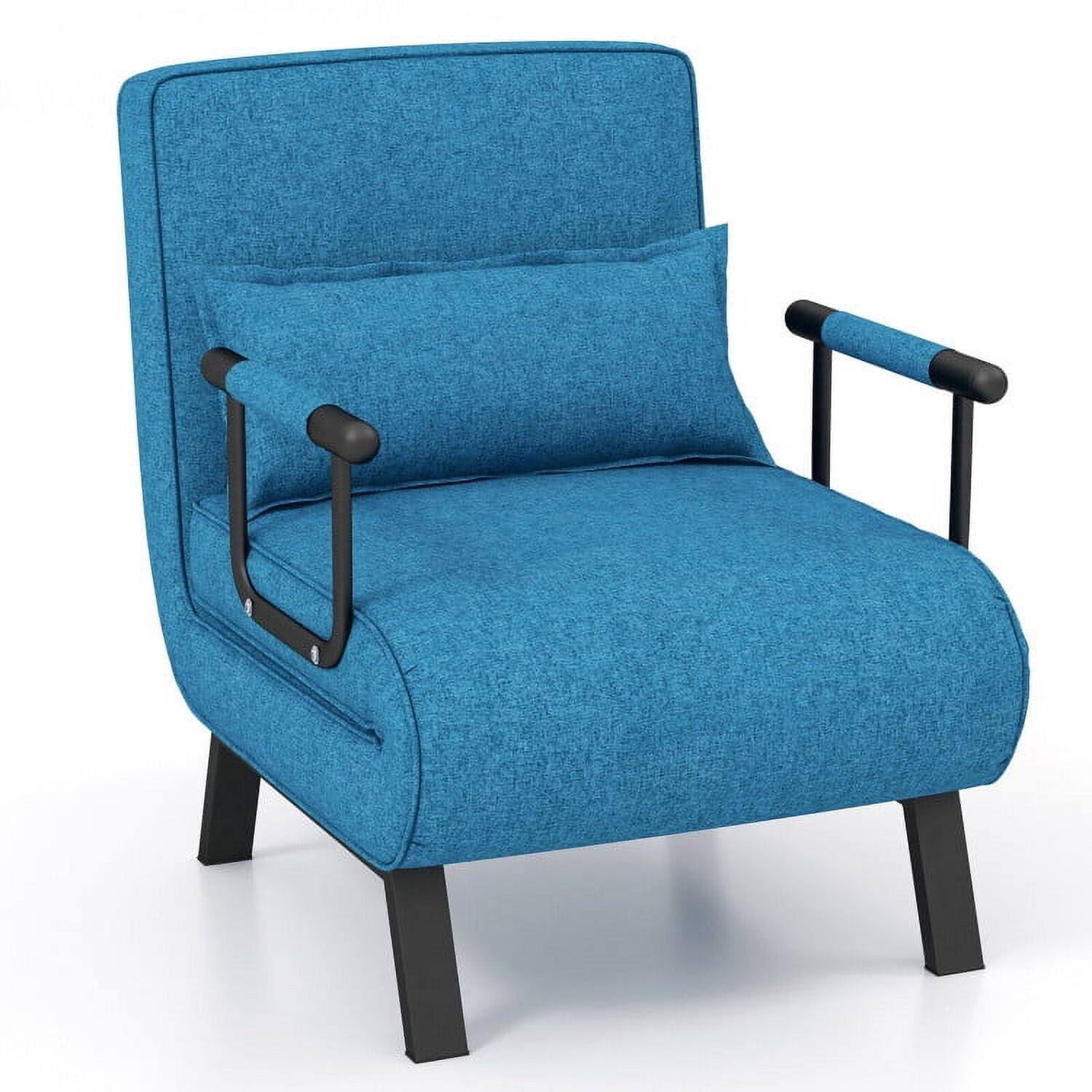 Alt View 4. Kadyn - Folding 6 Position Convertible Sleeper Bed Armchair Lounge Couch with Pillow, Fabric Lazy Chair Large Accent Chair - Blue.