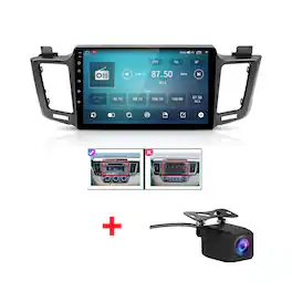 Junsun - Backup Camera 8Core 4+64GB Android15 carplay Car Stereo Radio GPS Navi WIFI For Toyota RAV4 2012-2018 With SMALL Screen - Black