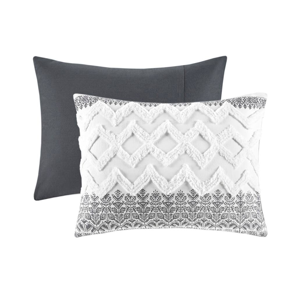 Alt View 4. Gracie Mills - Gracie Mills Robbins Chenille Tufted 3-Piece Cotton Duvet Cover Set - Gray.