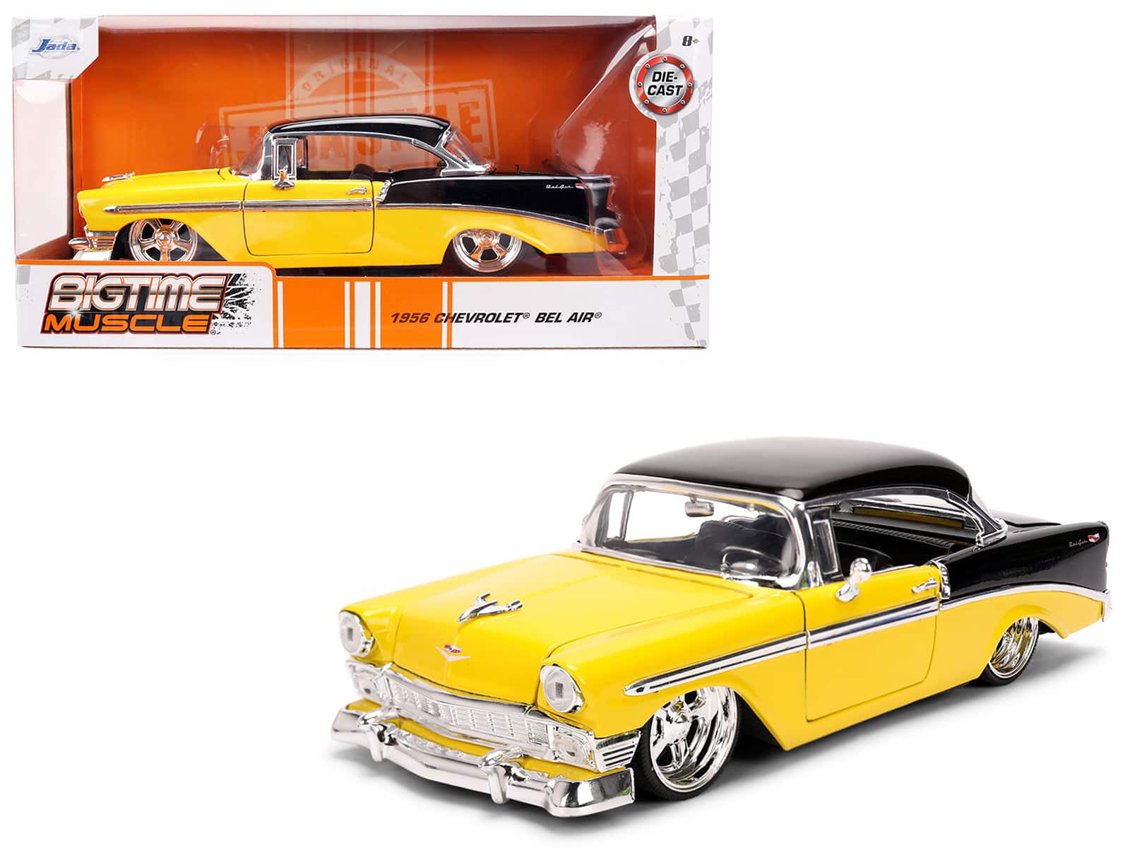 "1956 Chevrolet Bel Air Yellow and Black ""Bigtime Muscle"" Series 1/24 Diecast Model Car by Jada" price history on PriceWatchPro