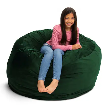 Front. Ultimate Sack - Ultimate Sack 4ft Bean Bag Chair, Oversized Indoor Comfy Lounger, Hunter Suede - Hunter Green.