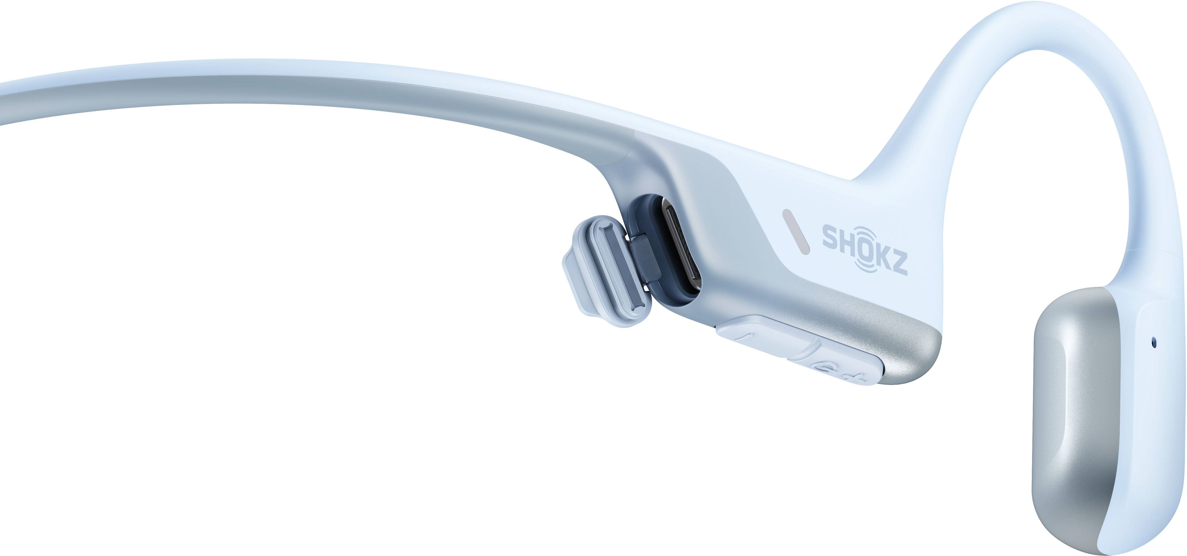 Alt View 1. Shokz - OpenRun Air 2 Wireless Bone Conduction Open-Ear Bluetooth Sports Headphones - Ice Blue.