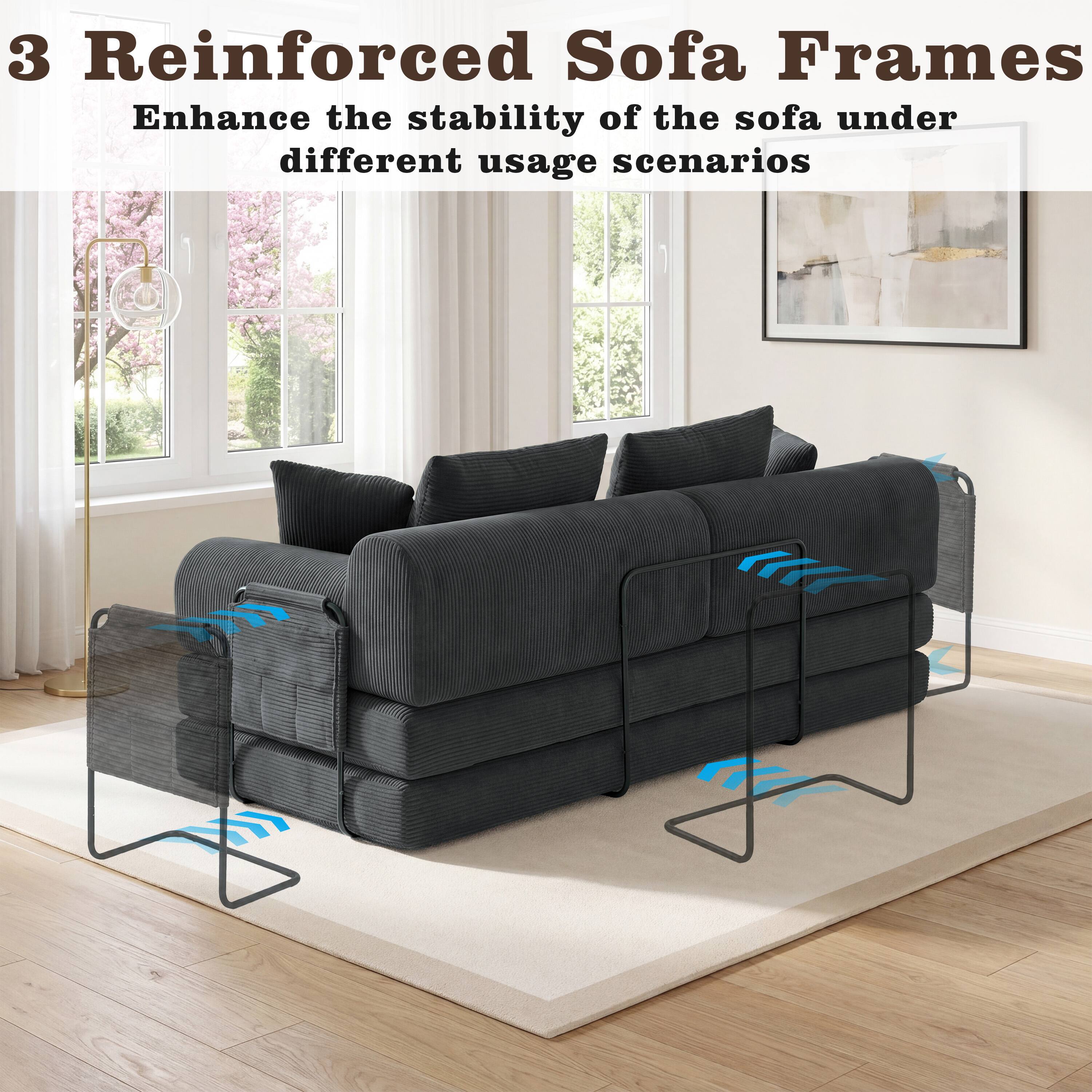 3 Reinforced Sofa Frames  
Enhance the stability of the sofa under different usage scenarios