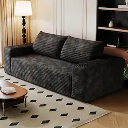 Meqiodas - Setaser Sofa,Corduroy Fabric, Deep Seat Couches, Comfy Loveseat Sofa, No Assembly, for Living room, Bedroom, Apartment - Black